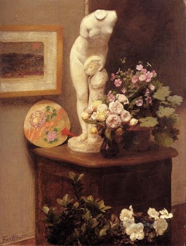 Naturaleza muerta clásica Painting - Naturaleza muerta con torso y flores pintor de flores Henri Fantin Latour